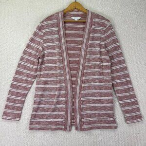 Market & Spruce Womens Cardigan L‎ Open Front Striped Knit Casual Layering